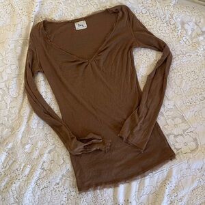 Ling brown long sleeve v-neck top